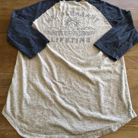 Mt. Pleasant Lifetime‎ Raglan Mens T Shirt Medium M 1/2 Sleeve Blue Gray - Picture 6 of 6